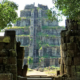 Photo shows ancient Cambodian temples called the Angkor Wat.