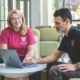 Syndal Hittson and Dr. Michael Tagler looking at laptop
