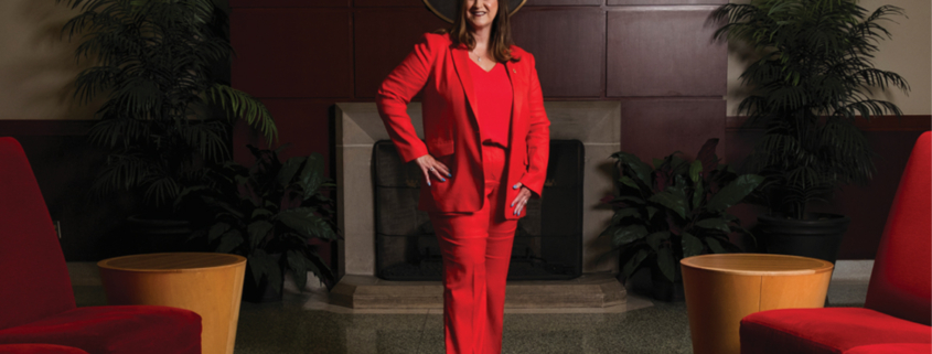 Jill Lacy in the student center