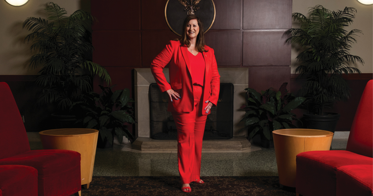 Jill Lacy in the student center