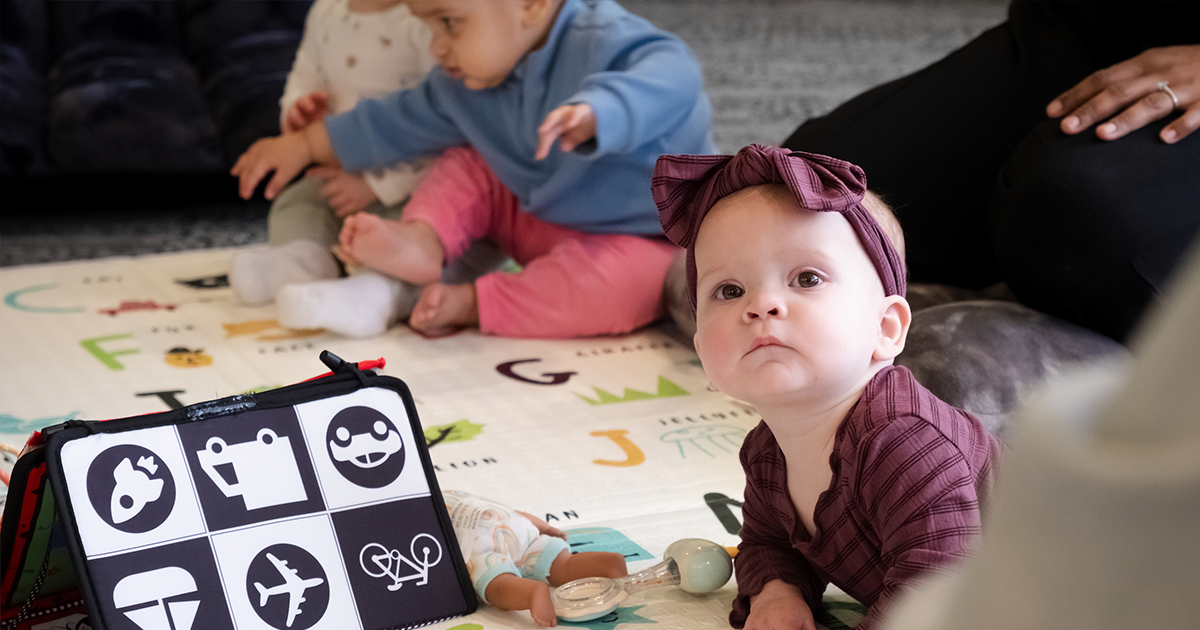 Baby attending Baby and Me class