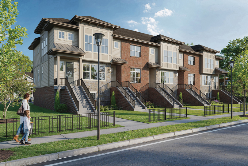 A rendering of the village south residential development townhouses