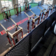 Ball State Cardinals strength and conditioning facility with weight racks, training equipment, and treadmills.
